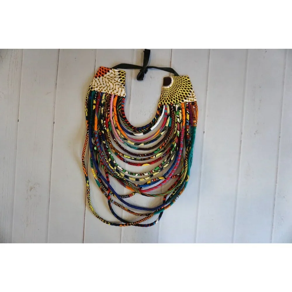 Handmade Necklace Long Multi Strand African Wax Collar - NWOT - Picture 7 of 7